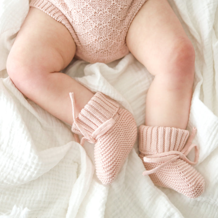 Knitted Booties - Rose Quartz