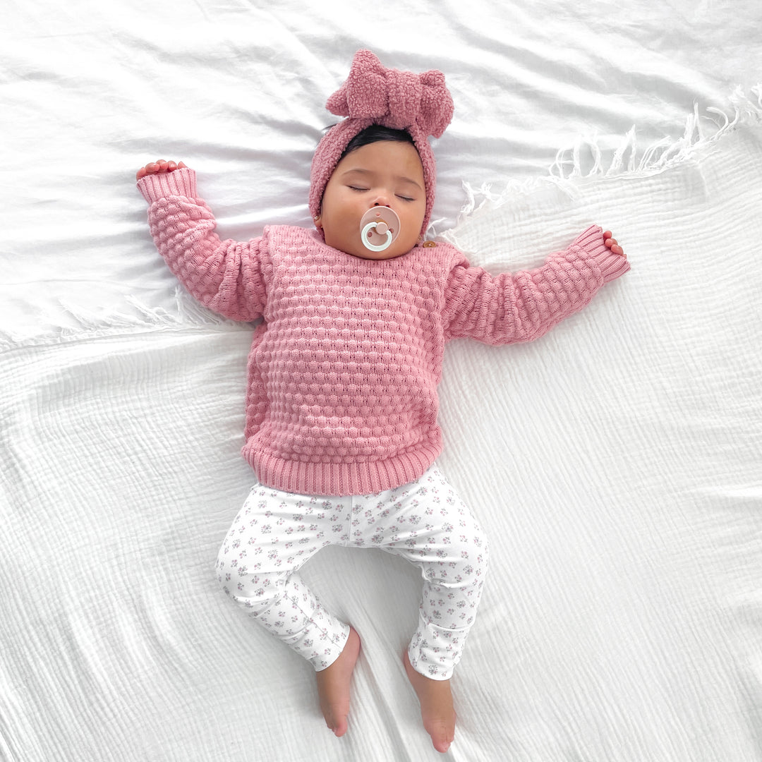 baby girls rosewater pink bubble knitted jumper