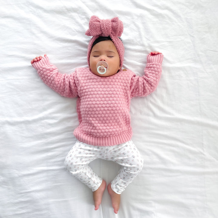 baby girls rosewater pink bubble knitted jumper