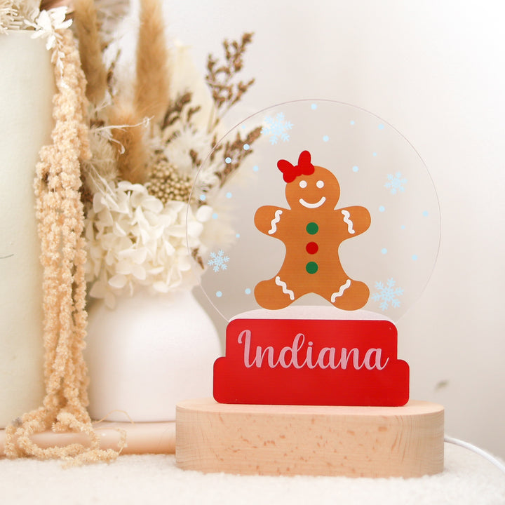 Acrylic Night Light - Snow Globe - Gingerbread Girl