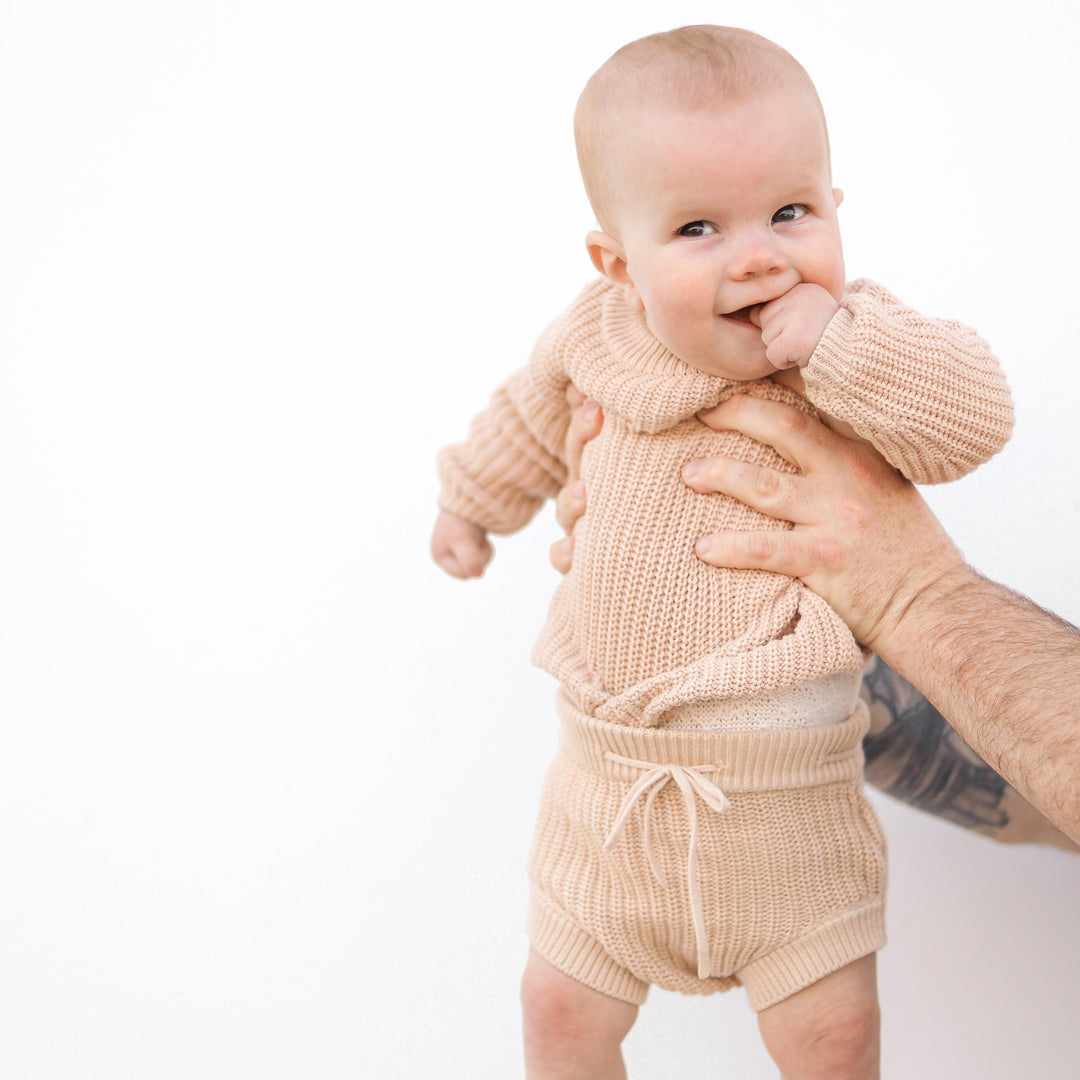 oatmeal baby chunky knitted bloomers