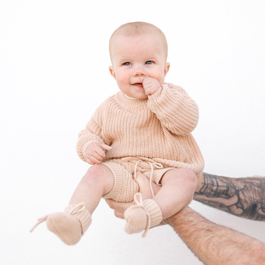 oatmeal baby chunky knitted bloomers