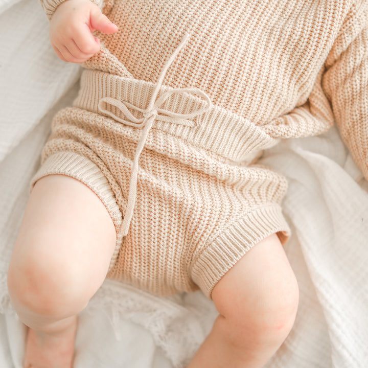 oatmeal baby chunky knitted bloomers