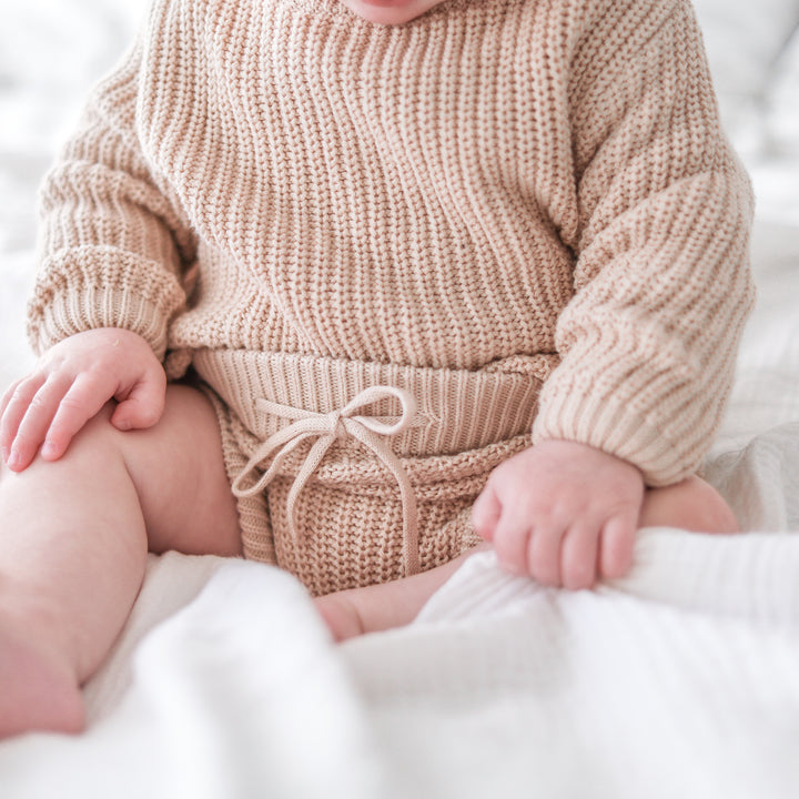 oatmeal baby chunky knitted bloomers