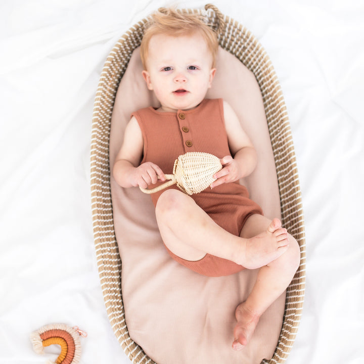 Alfie Waffle Romper - Clay