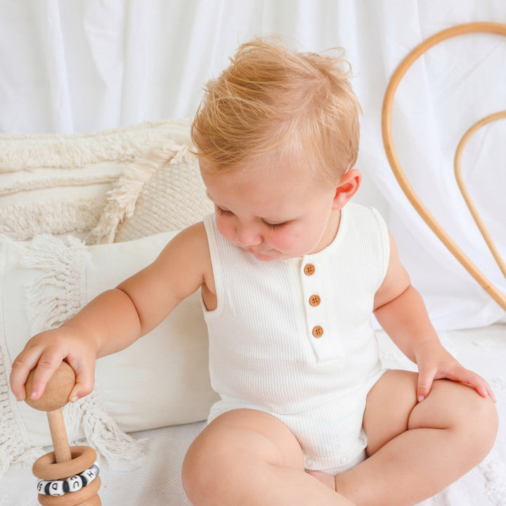 Alfie Waffle Romper - Coconut