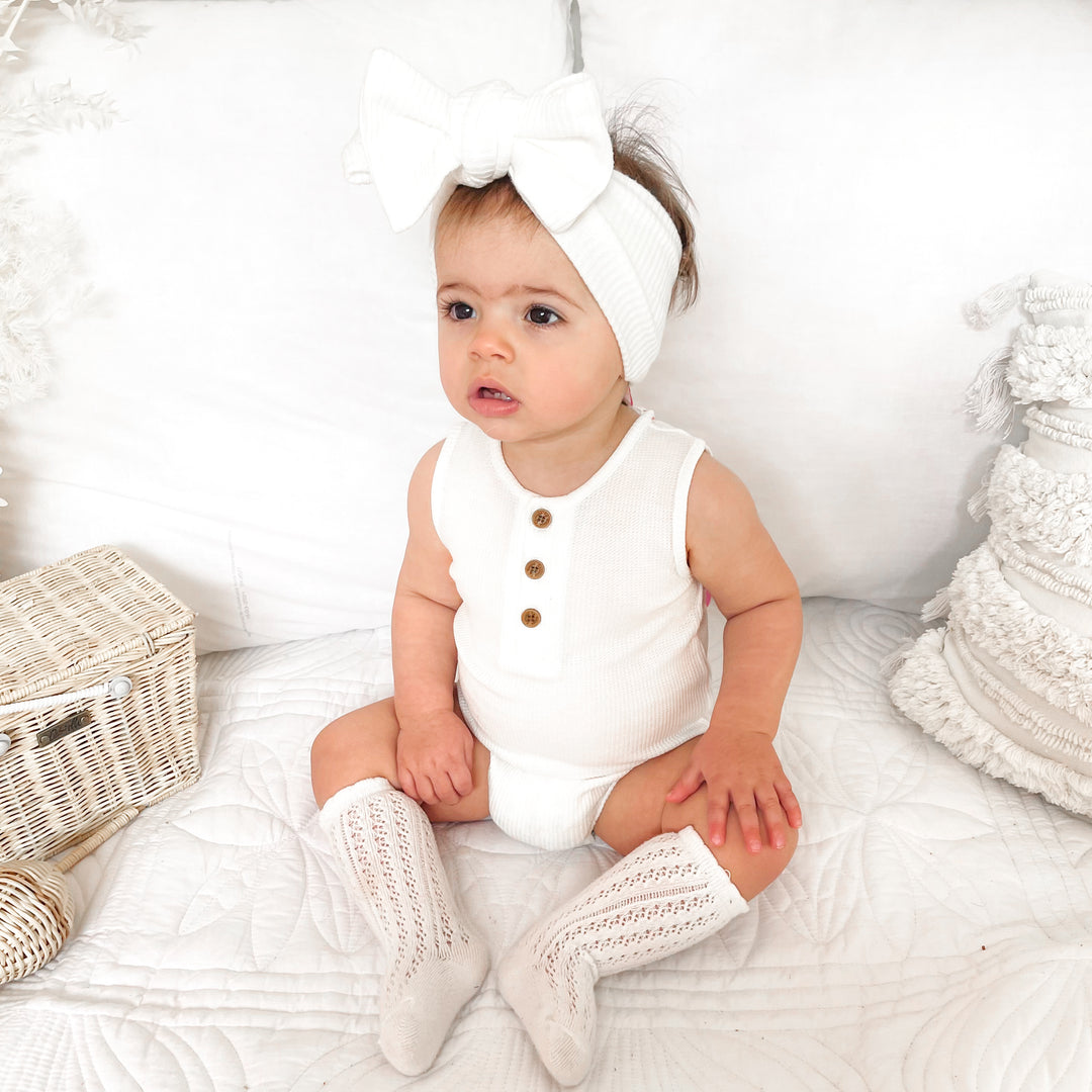 Alfie Waffle Romper - Coconut