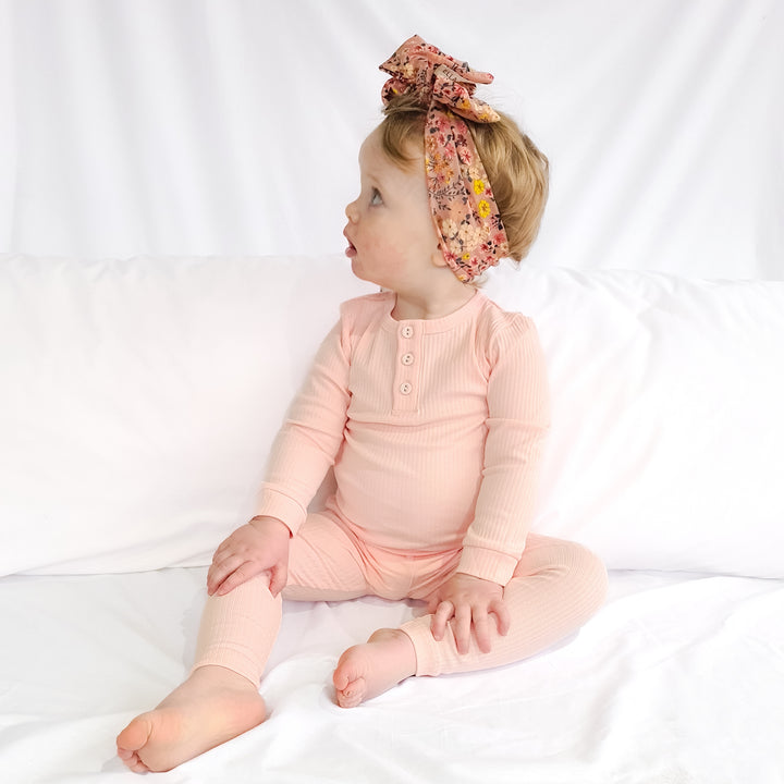 Cozy Long Sleeve Bodysuit/Top - Peach Dust