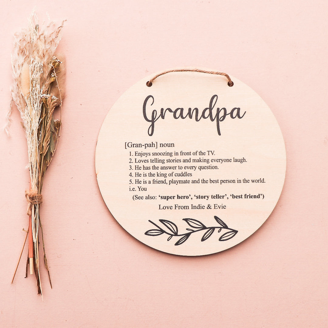 Father's Day Definition Grandfather Plaque - UV Printed