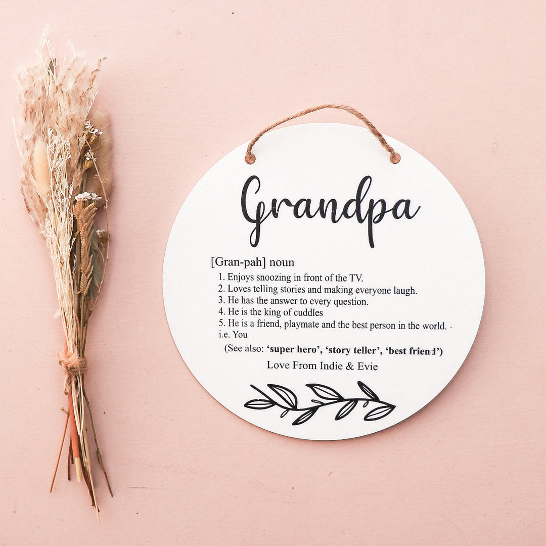 Father's Day Definition Grandfather Plaque - UV Printed