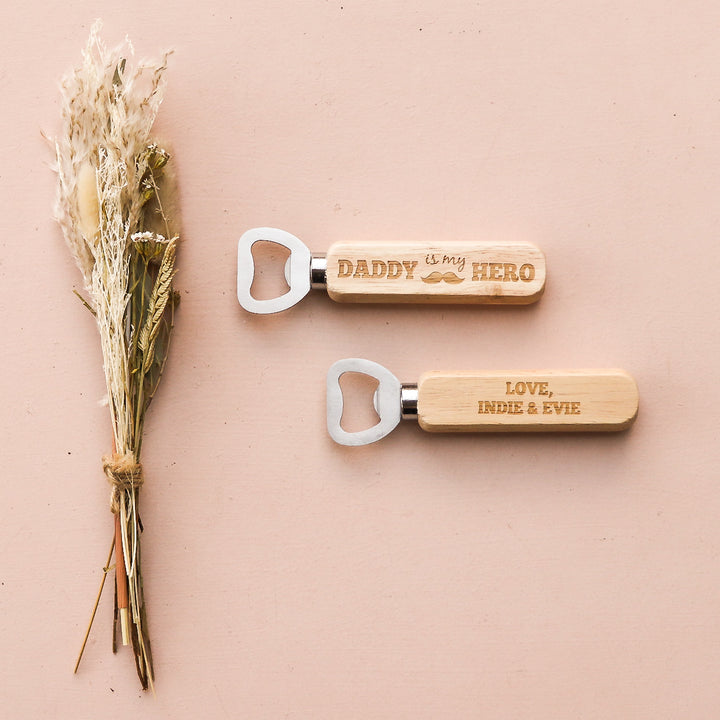 Personalised Father's Day Timber Bottle Opener