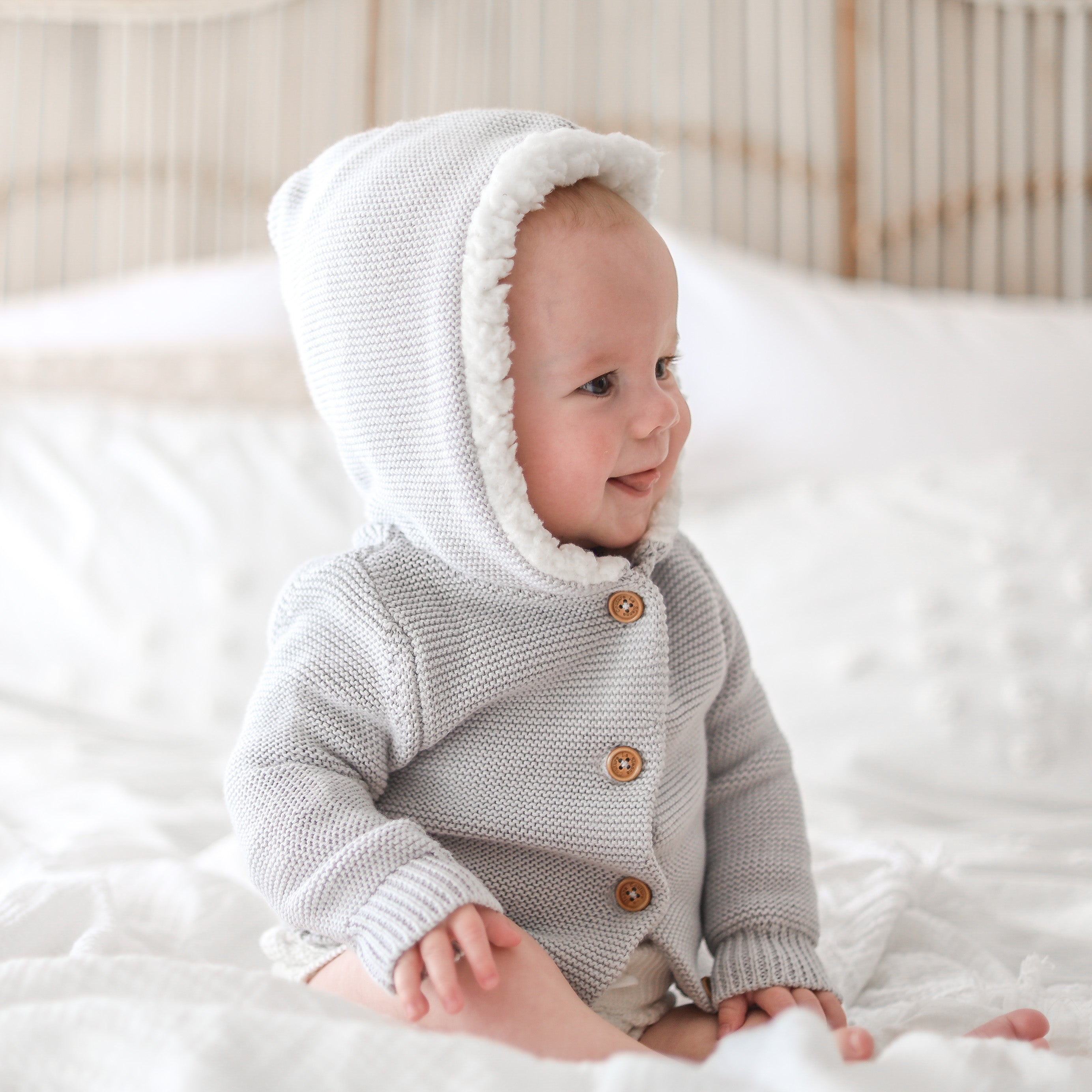 Baby fur best sale hood cardigan