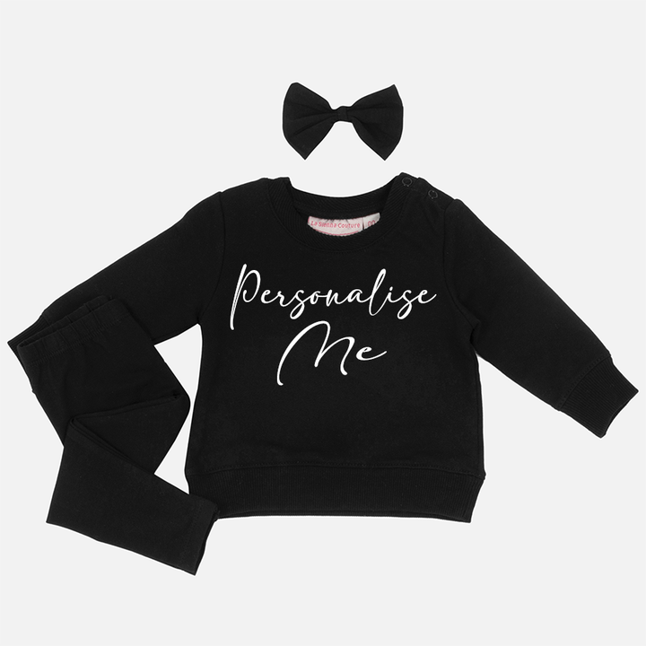 Personalised Crew Neck & Leggings - Black