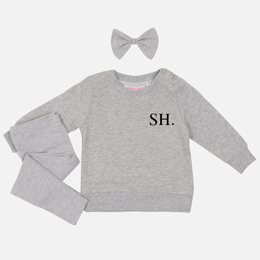 Personalised Crew Neck & Leggings - Grey