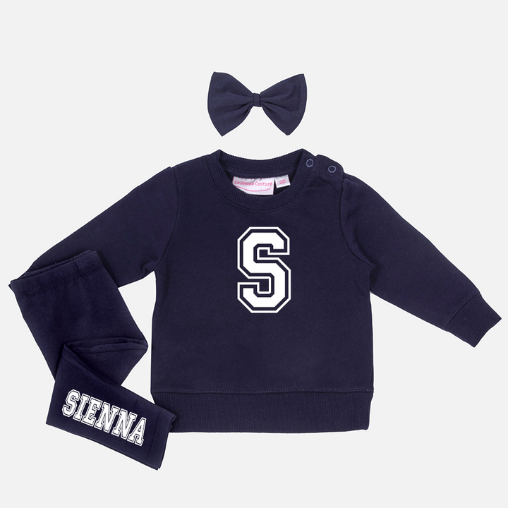 Personalised Crew Neck & Leggings - Navy