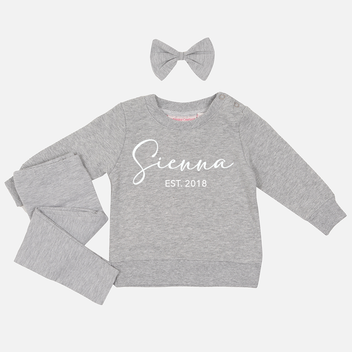 Personalised Crew Neck & Leggings - Grey