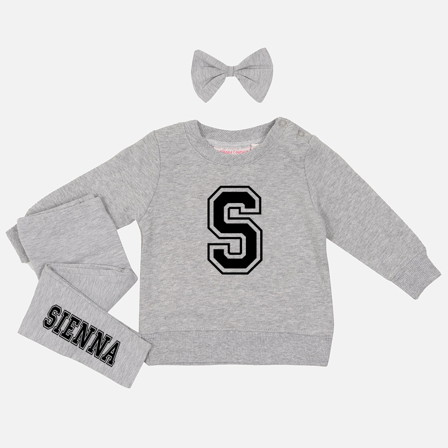 Personalised Crew Neck & Leggings - Grey