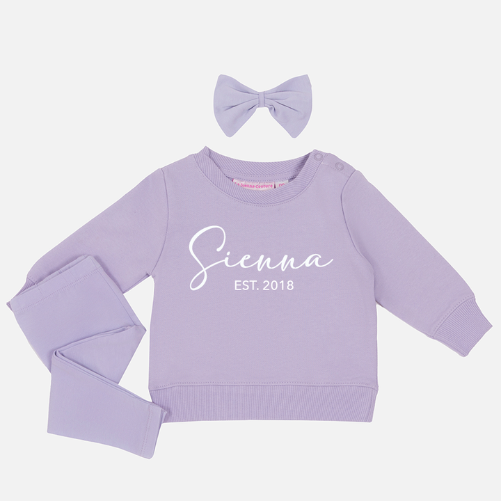 Personalised Crew Neck & Leggings - Lilac