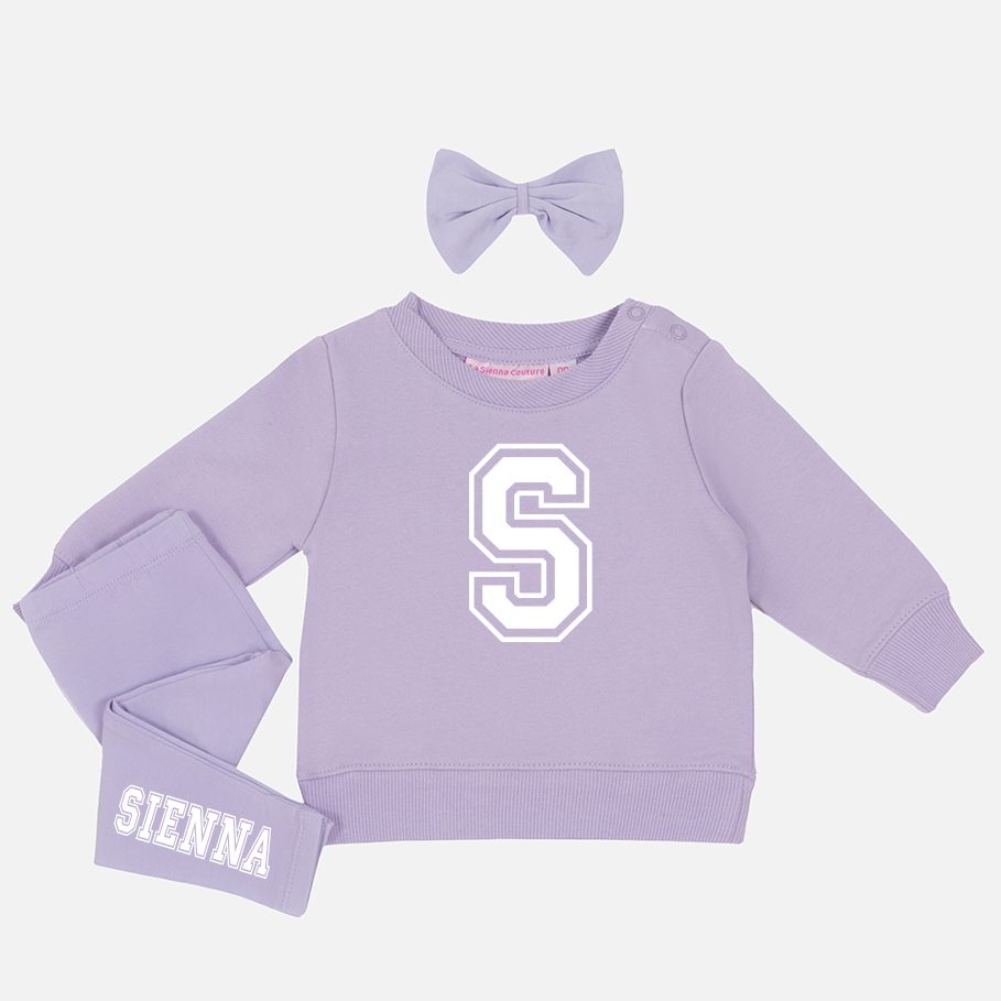 Personalised Crew Neck & Leggings - Lilac