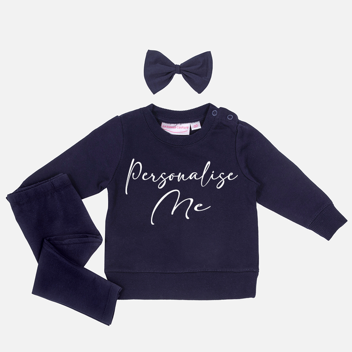 Personalised Crew Neck & Leggings - Navy