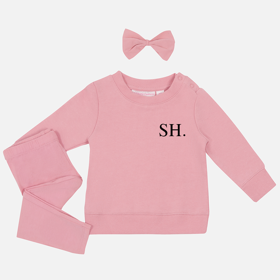 Personalised Crew Neck & Leggings - Parisian Pink