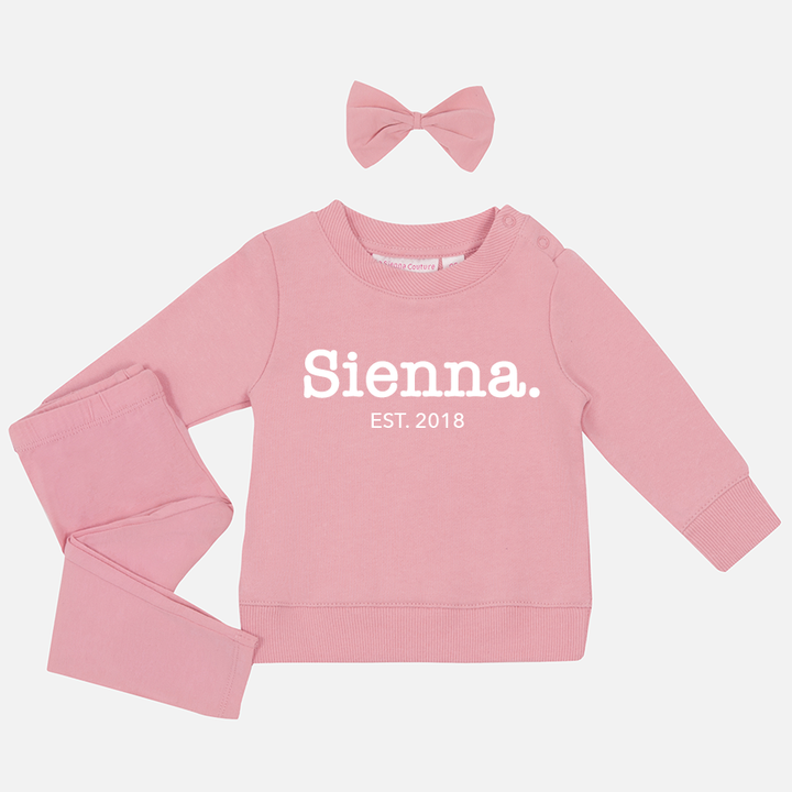 Personalised Crew Neck & Leggings - Parisian Pink