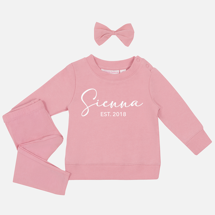 Personalised Crew Neck & Leggings - Parisian Pink