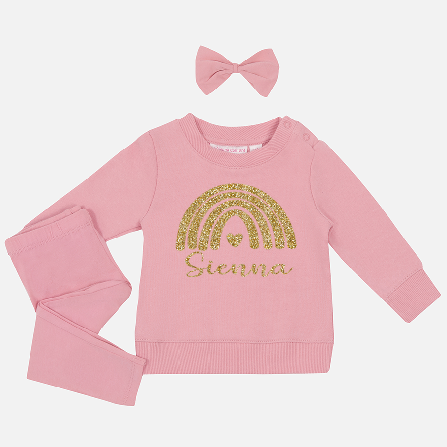 Personalised Crew Neck & Leggings - Parisian Pink