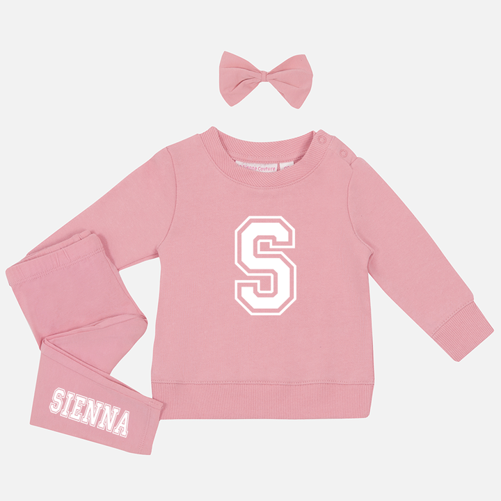 Personalised Crew Neck & Leggings - Parisian Pink