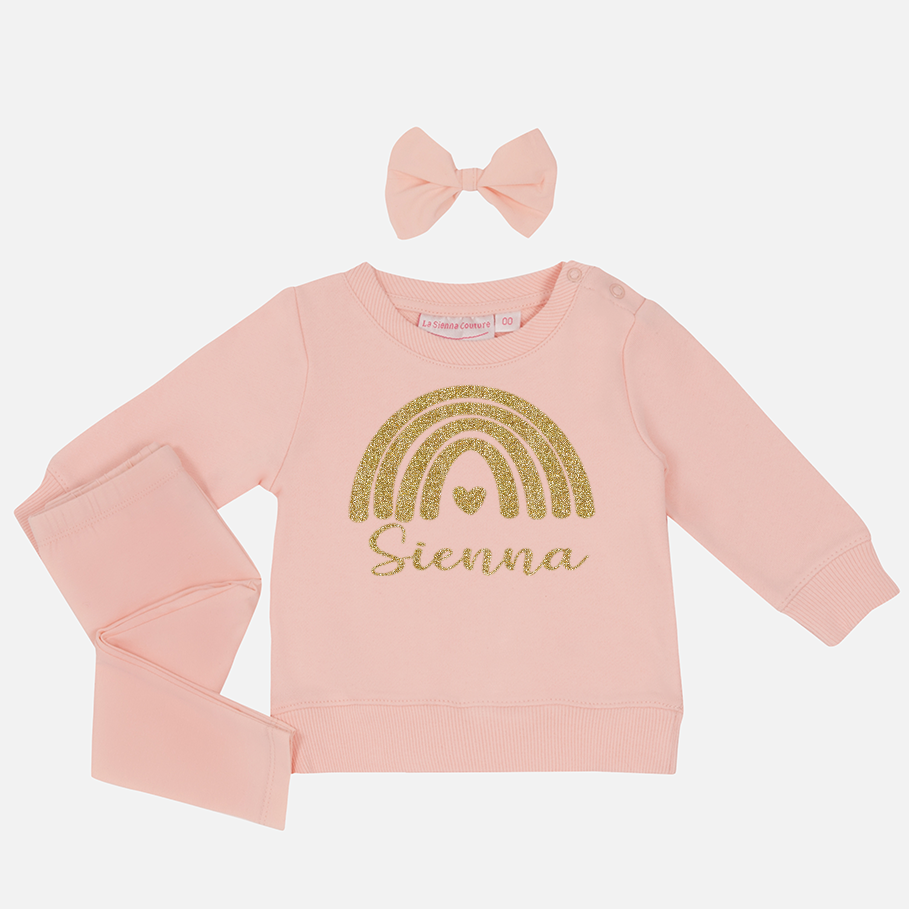 Personalised Crew Neck & Leggings - Peach