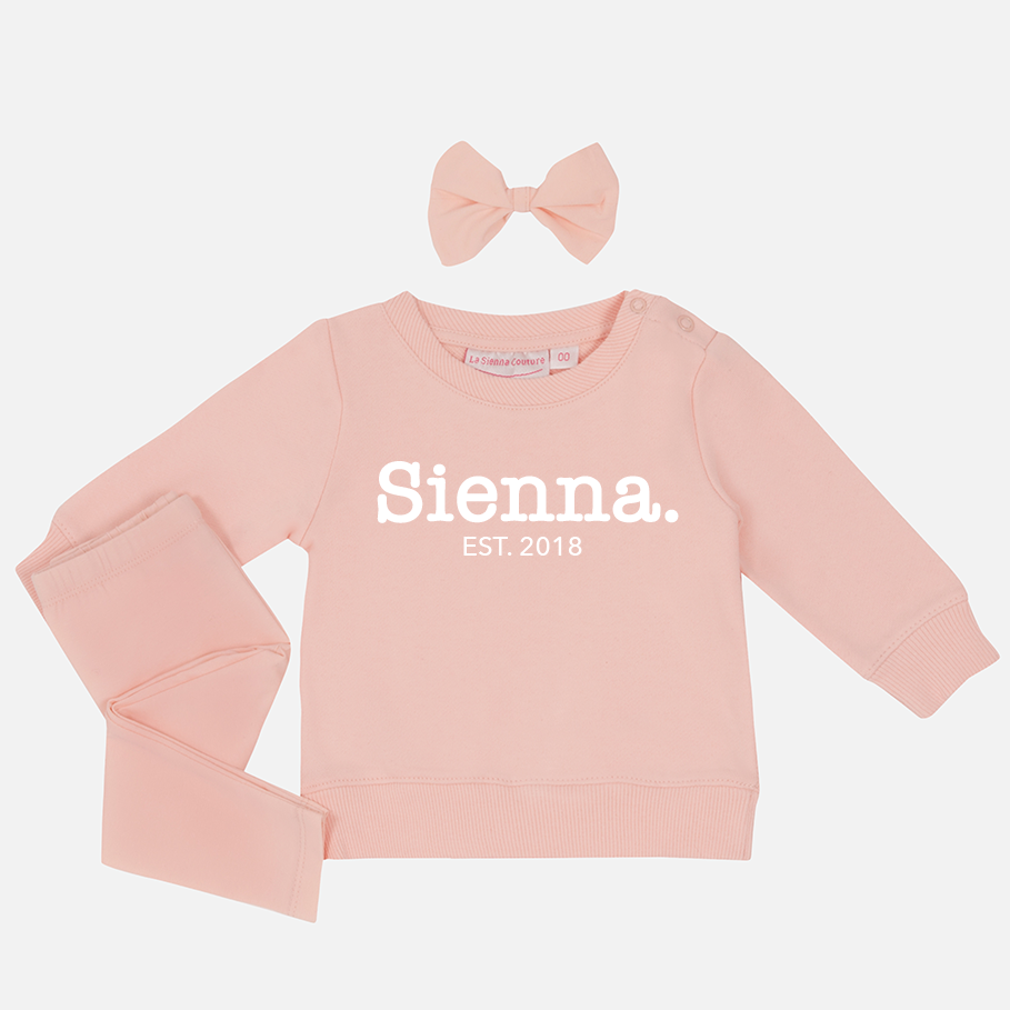 Personalised Crew Neck & Leggings - Peach