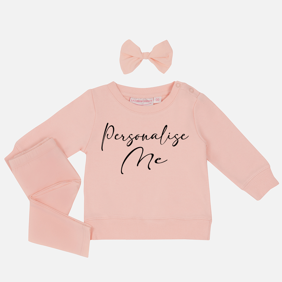 Personalised Crew Neck & Leggings - Peach