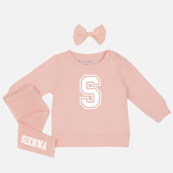 Personalised Crew Neck & Leggings - Peach