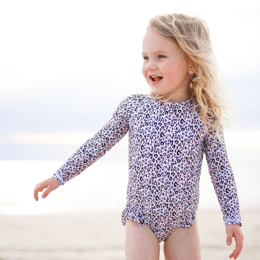 Long Sleeve Swimsuit - Peachy Leopard