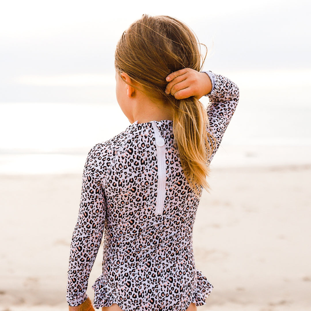 Long Sleeve Swimsuit - Peachy Leopard