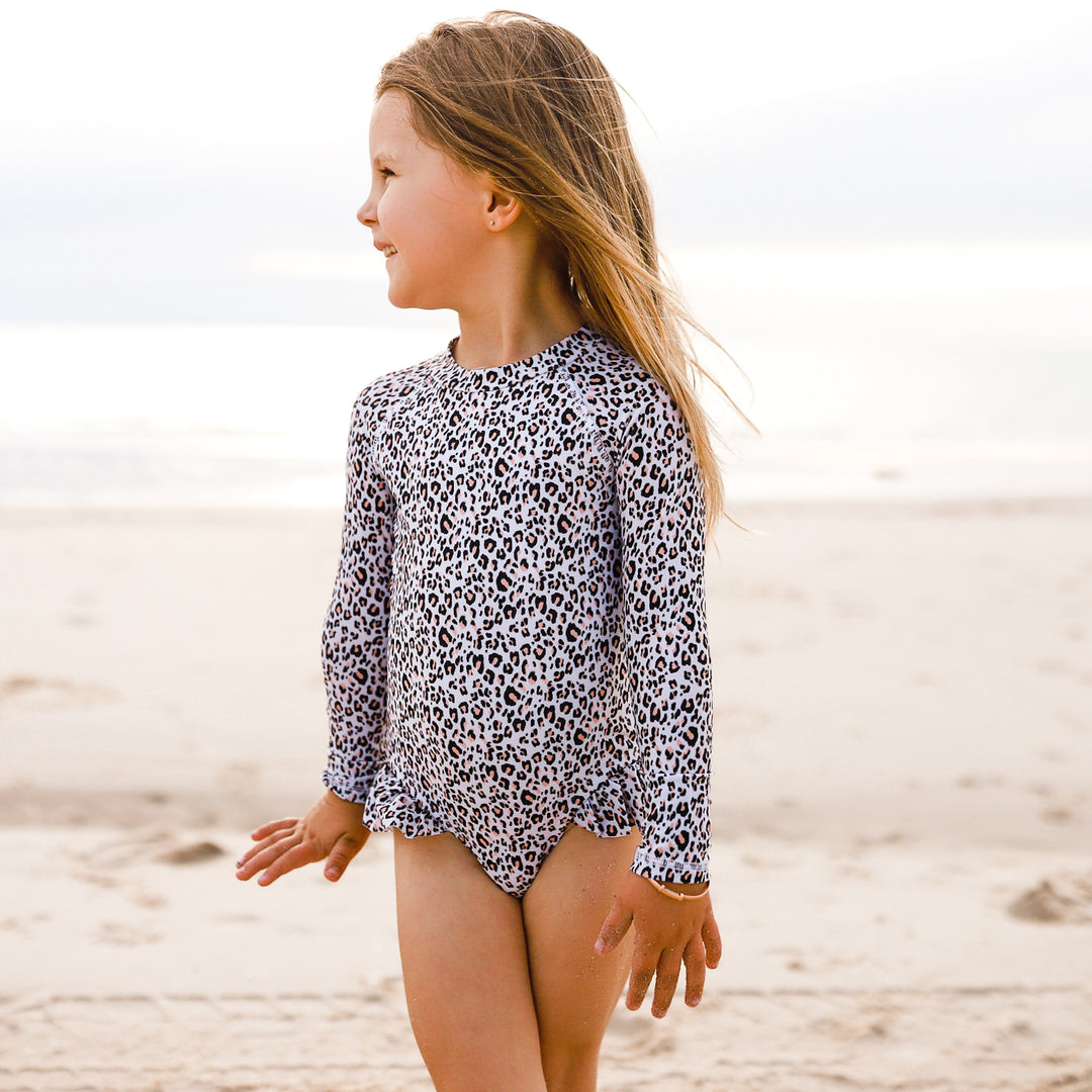 Long Sleeve Swimsuit - Peachy Leopard