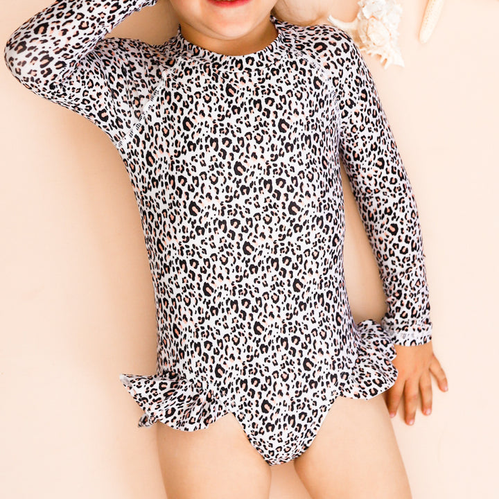 Long Sleeve Swimsuit - Peachy Leopard