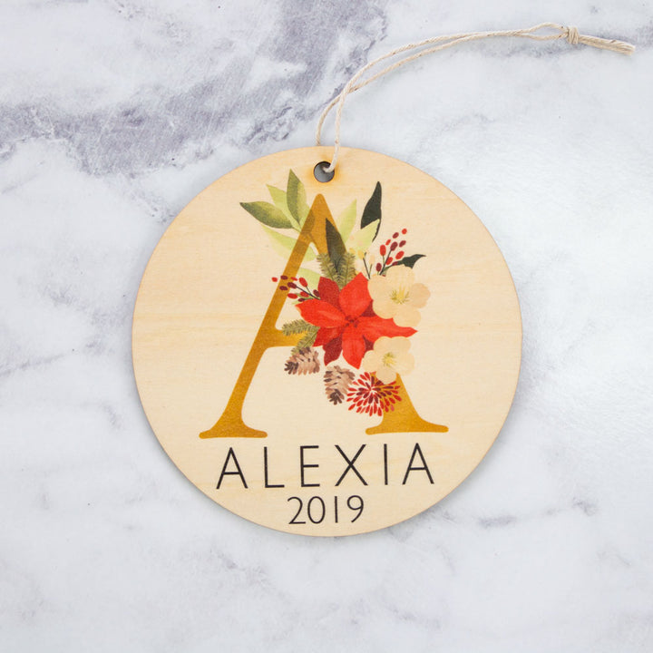 Disc - Floral Monogram - Custom Name