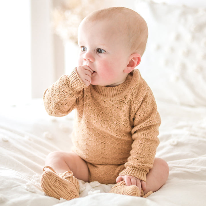 Montee Knitted Romper - Cinnamon