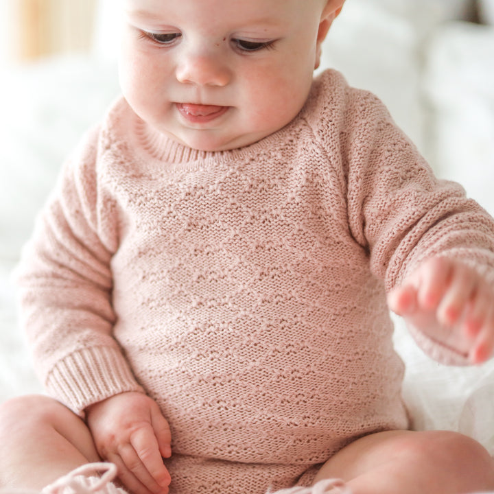 Montee Knitted Romper - Rose Quartz