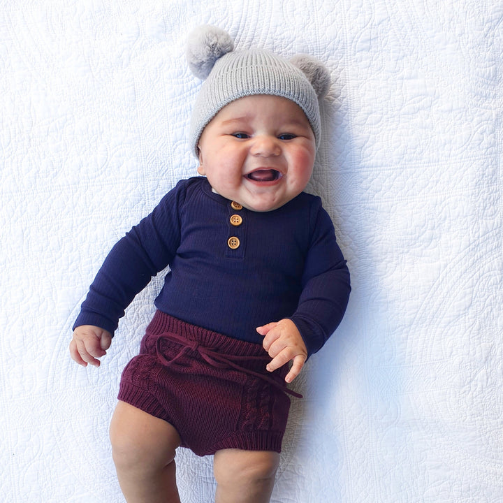 baby unisex navy long sleeve ribbed bodysuit