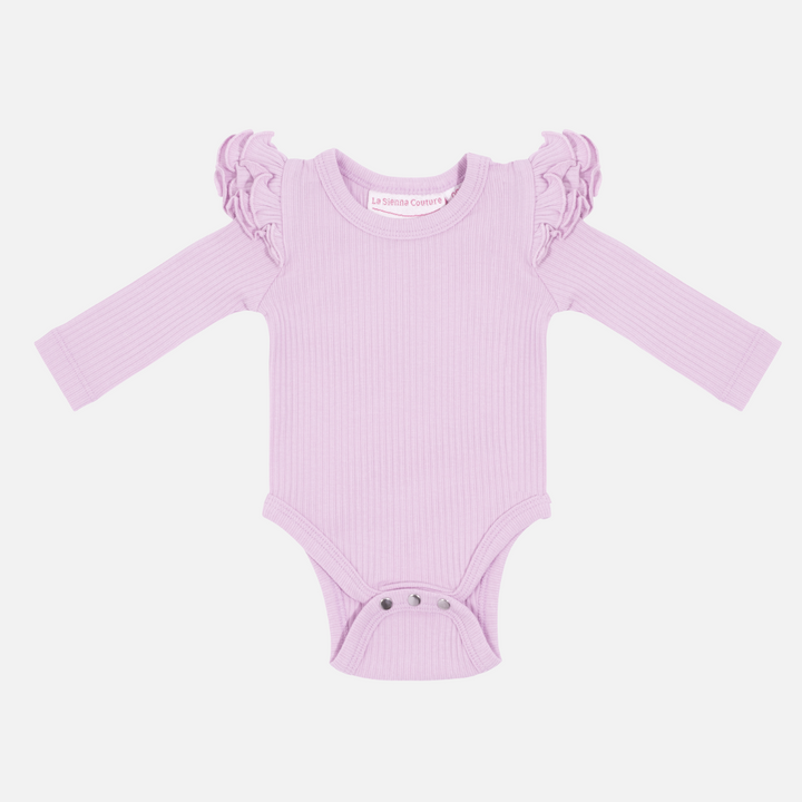 baby lilac long sleeve bodysuit with flutter