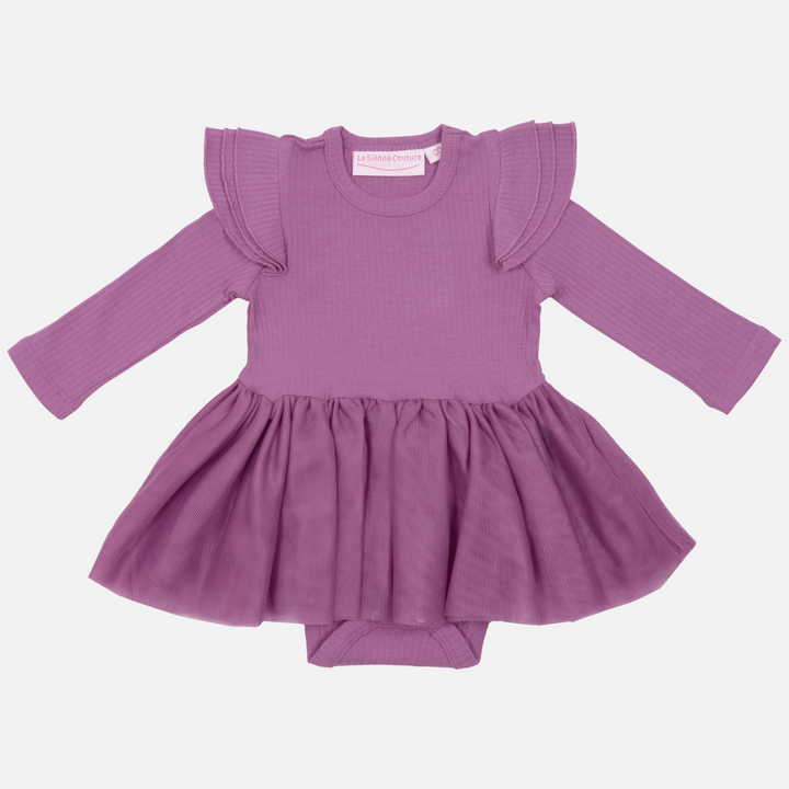 Cozy LS Tutu Dress - Wild Berry