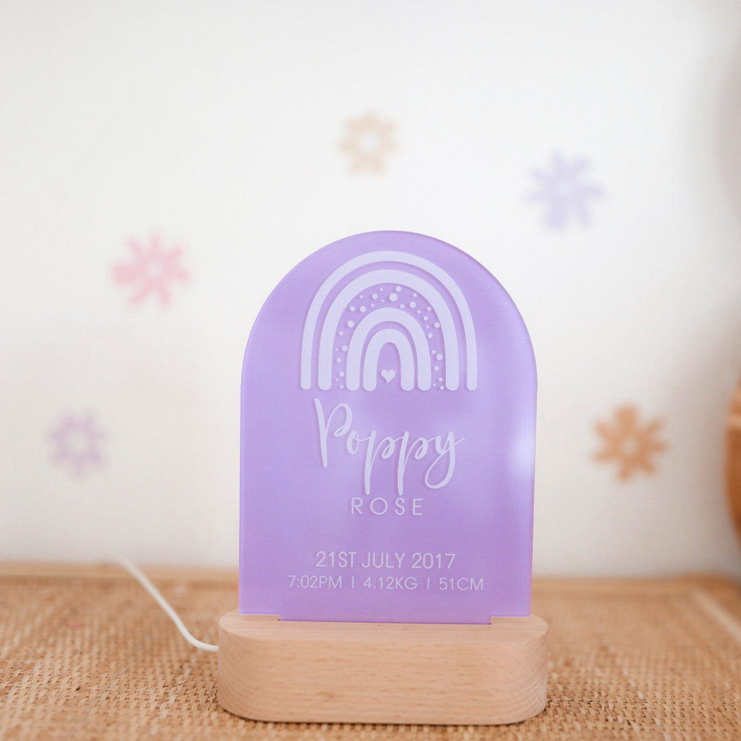 Birth Announcement Night Light - Rainbow