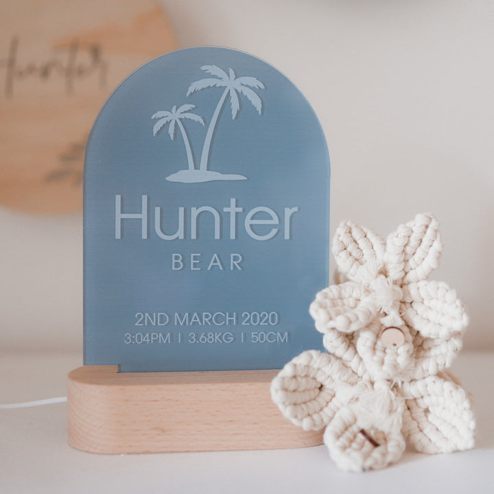 Birth Announcement Night Light - Palm Tree