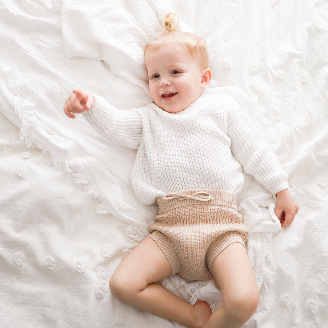 oatmeal baby chunky knitted bloomers