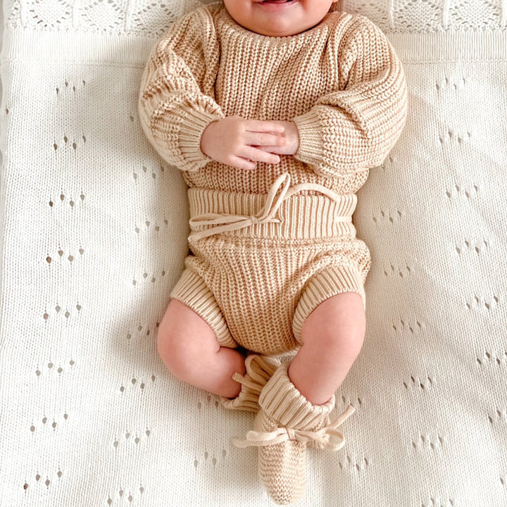 oatmeal baby chunky knitted bloomers