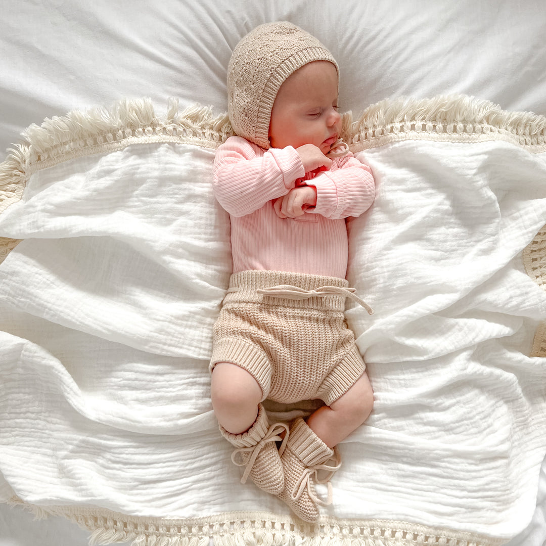 oatmeal baby chunky knitted bloomers