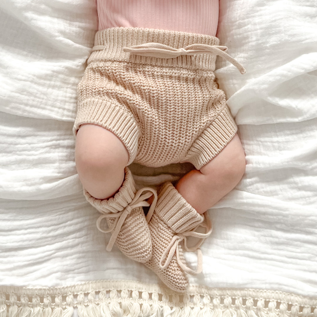 oatmeal baby chunky knitted bloomers