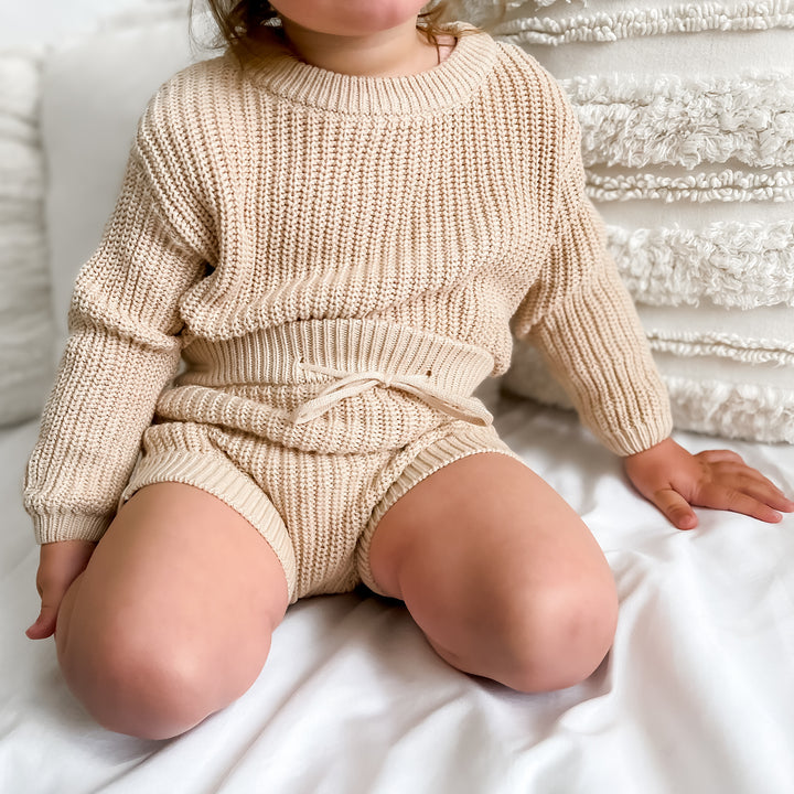 oatmeal baby chunky knitted bloomers